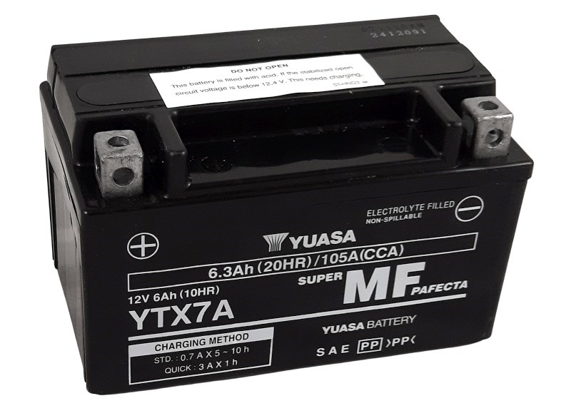 12V 6Ah N Batterie Yuasa pour Scooter MBK 125 Xc Flame T 1995 à 1996 YTX7A-BS